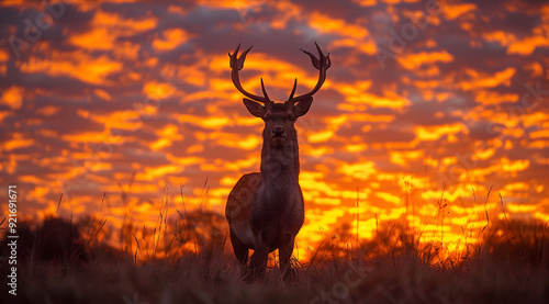 Majestic Deer Silhouette at Sunset - Wildlife Photography