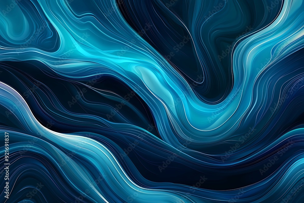 Abstract blue and black wavy background. Abstract blue and black wavy background.