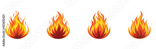 Set of red and orange fire flame.