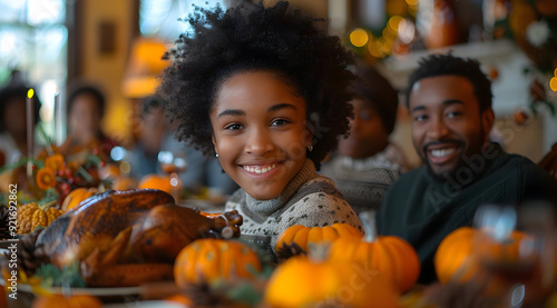 Happy Family Gathering for Thanksgiving Dinner - Photo