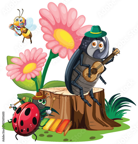 Musical Insects in a Garden