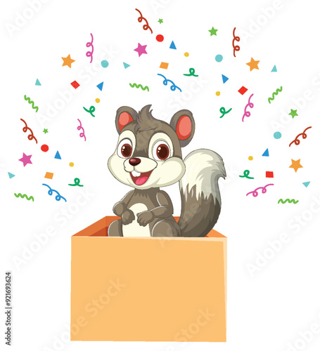 Happy Squirrel in a Box
