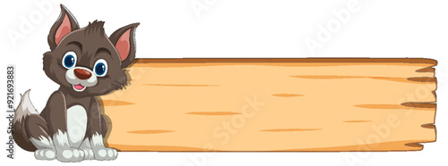Cute Puppy with Wooden Sign