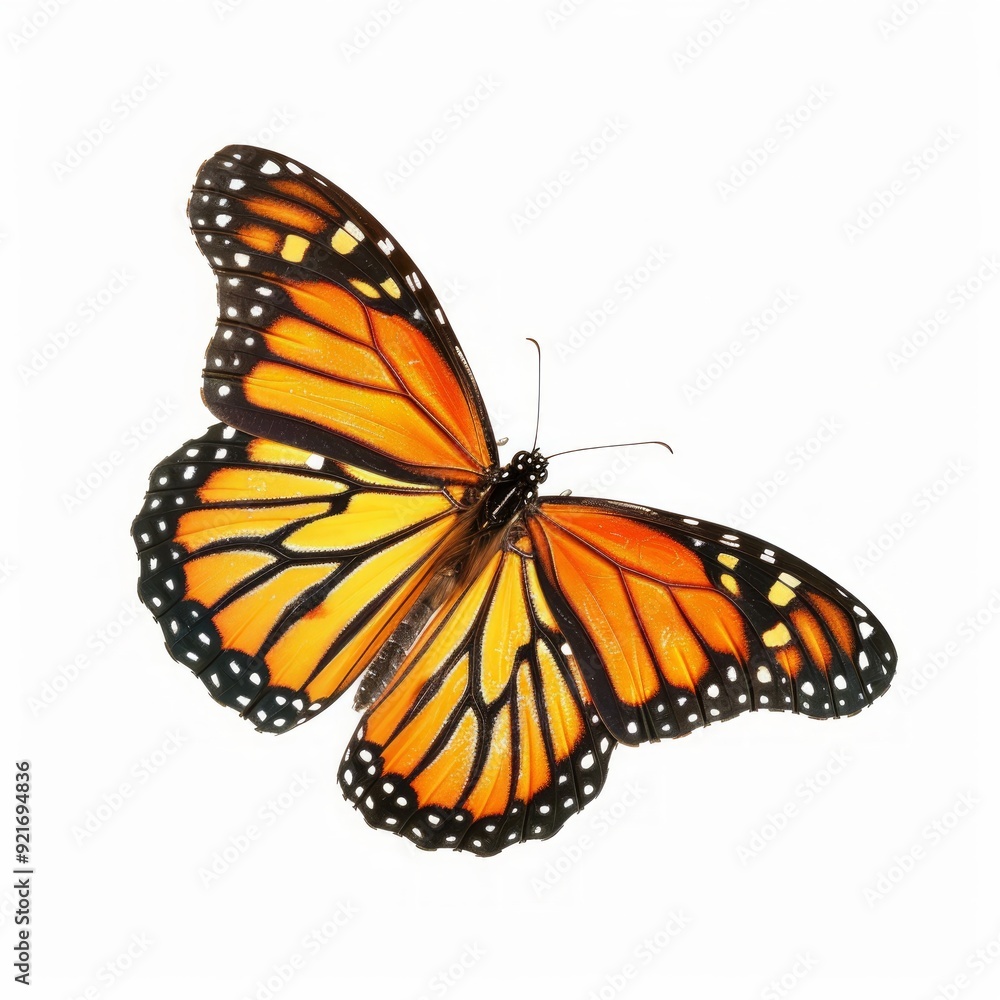 Fototapeta premium Beautiful monarch butterfly isolated on white background
