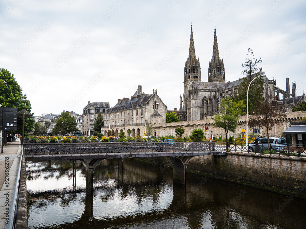 Fototapeta premium Quimper city by the Odet river, French Brittany