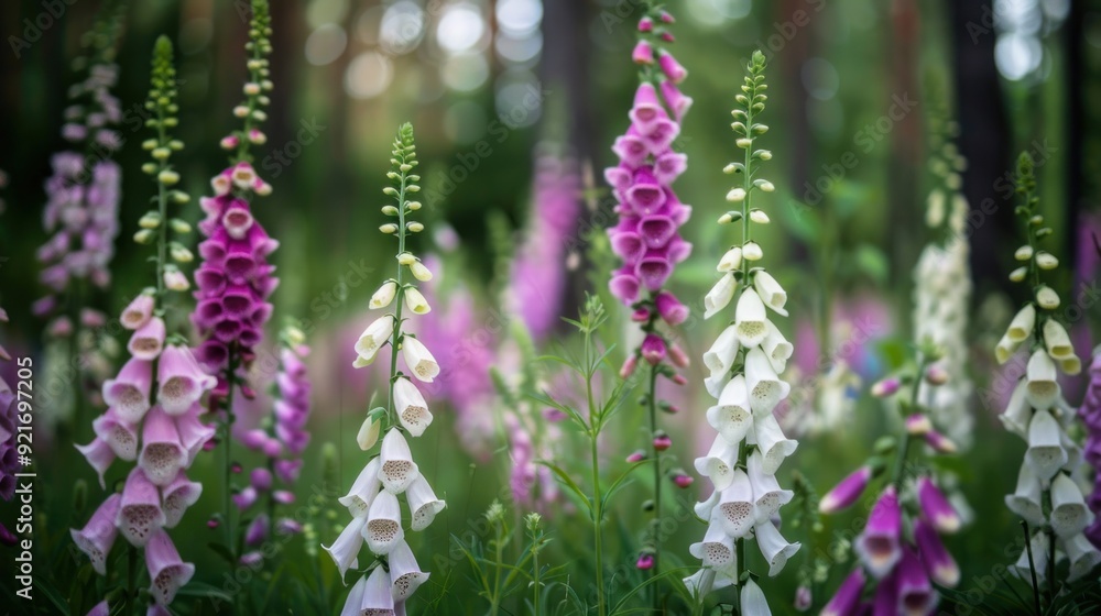 Fototapeta premium Foxglove Flowers in a Forest