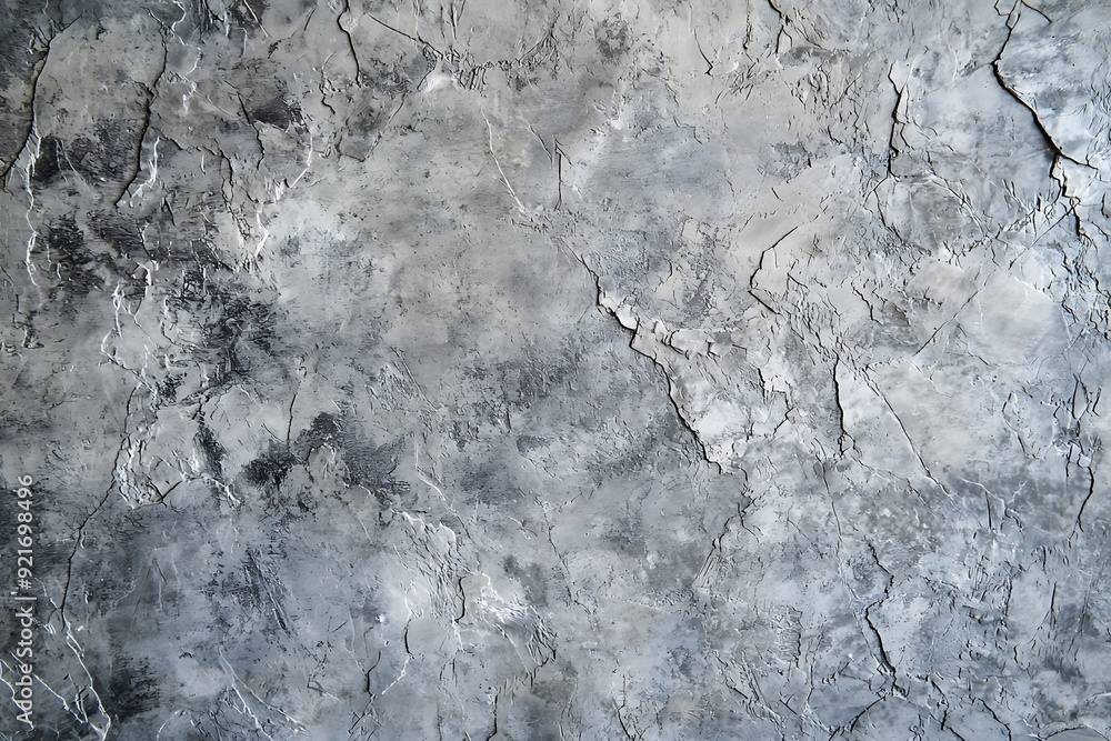 Fototapeta premium Close-up of a weathered gray concrete wall with a textured, cracked surface.