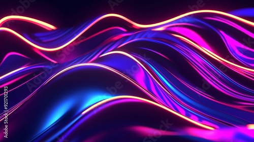 Abstract Neon Wavy Line Background for Modern Wallpapers and Designs Generative AI