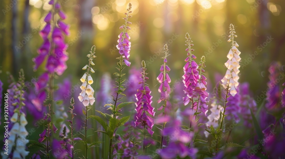 Obraz premium Purple and White Flowers in a Summer Forest