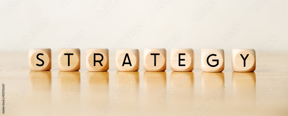 Strategy word on wooden cube block, Business concept sign banner Strategy word on wooden cube block, Business concept sign banner
