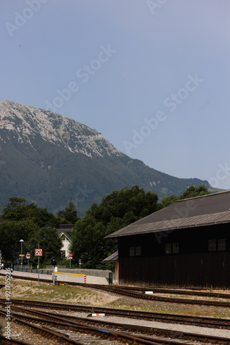 Rails and a railway in the Alps. photo