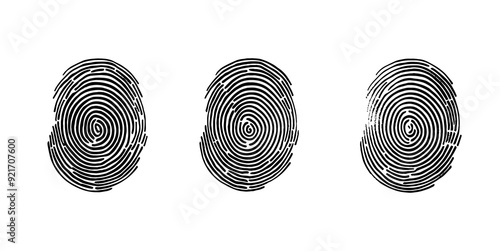 fingerprint set. Set of vector realistic fingerprints.