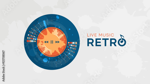 vintage style music vinyl record. Template design for music festival celebration. A lively party celebration featuring retro vintage style vinyl instruments. music festival design concept