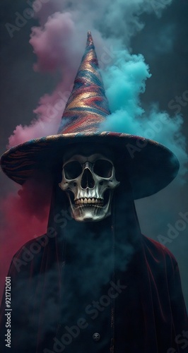 halloween witch on a broom