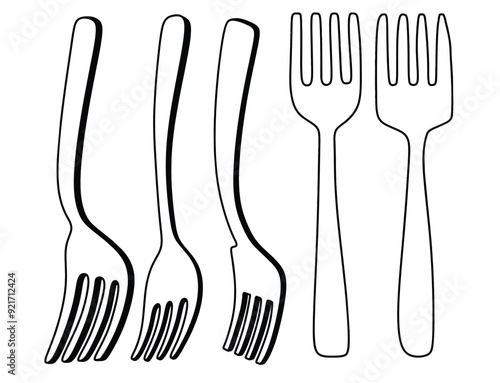 fork drawing doodle. vector illustration. fork
