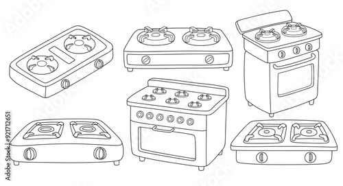 Stove drawing doodle. vector illustration