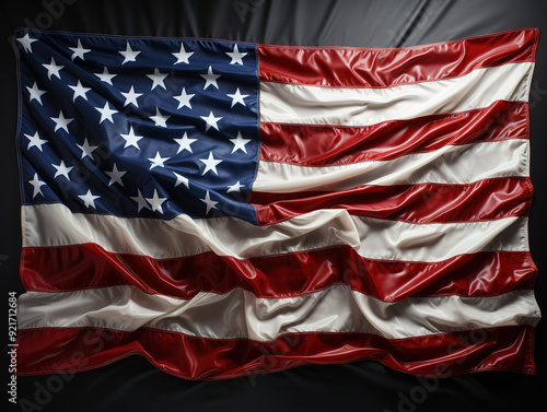 Attractive Burning sparkler on cupcake against defocused usa flag background