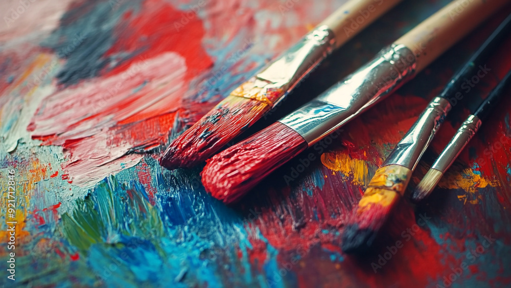 Obraz premium Close-Up of Paintbrush: Loaded with Paint