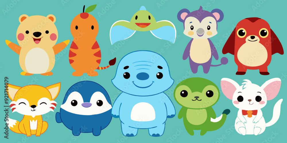 set of funny cartoon animals set of funny cartoon animals