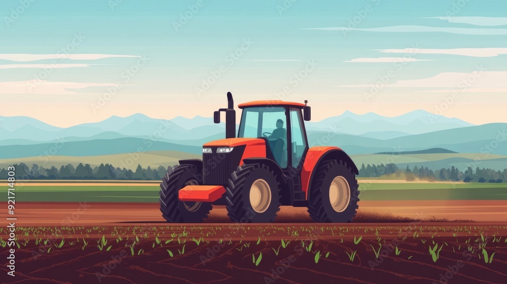 Obraz premium Sustainable organic farming with no till soil management techniques depicted in a flat design This image represents the concept of eco friendly natural agricultural practices for a healthy