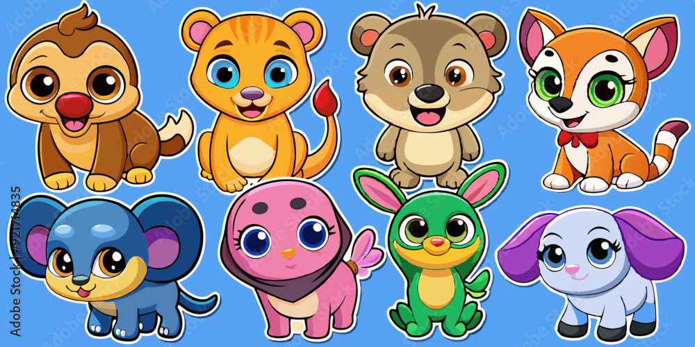 Obraz premium set of funny cartoon animals