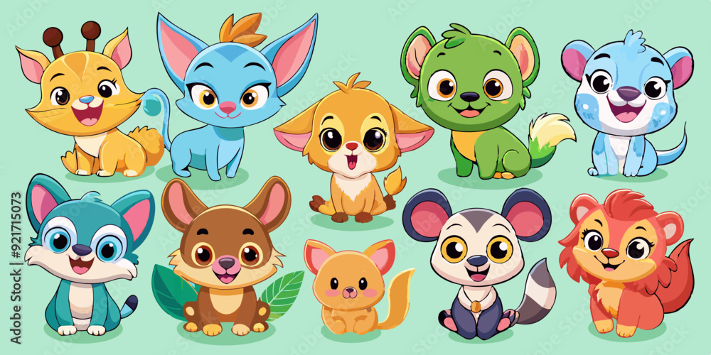 Naklejka premium set of funny cartoon dogs