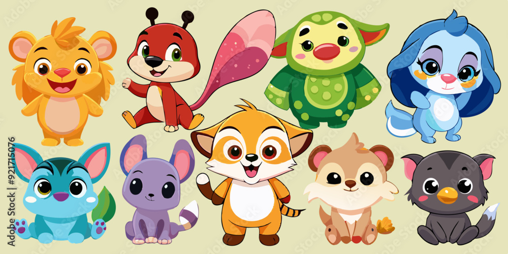 Fototapeta premium set of cartoon animals