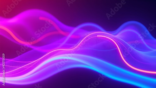 Wallpaper Mural Glowing Neon Waves in Vibrant Colors Torontodigital.ca