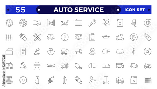 Auto service icon set. Car garage icons set. Auto service, tools, screwdriver, wrench, hammer, gear, car, repair, engine and more.
