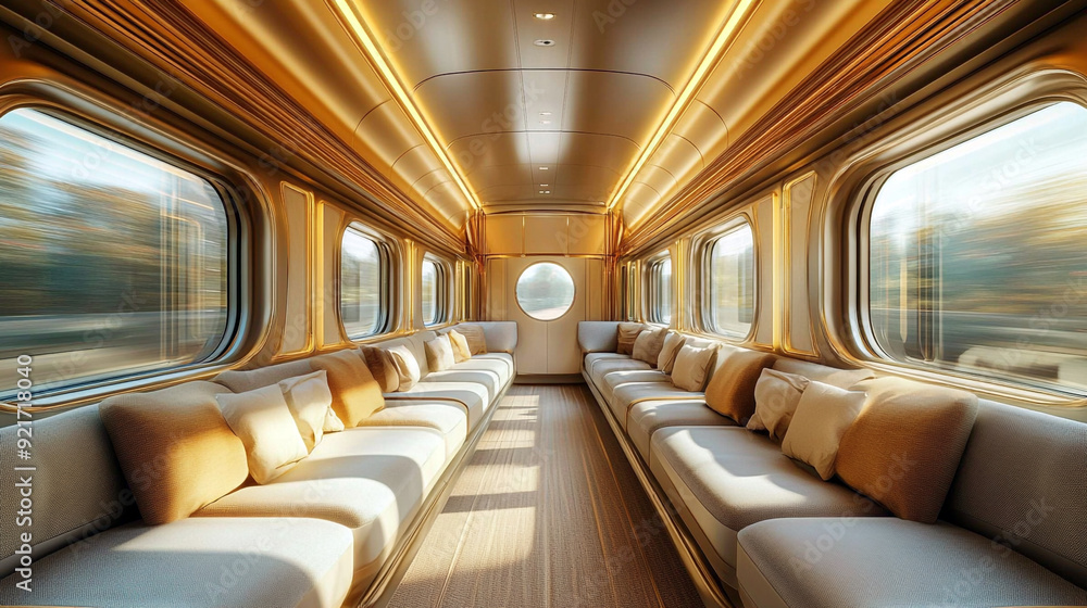 Fototapeta premium interior of a train in motion, luxury train
