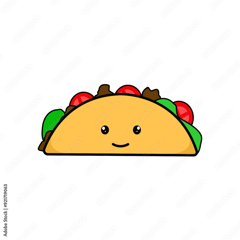 Illustration vector graphic of a cute taco kawaii isolated on white background. Illustration vector graphic of a cute taco kawaii isolated on white background.