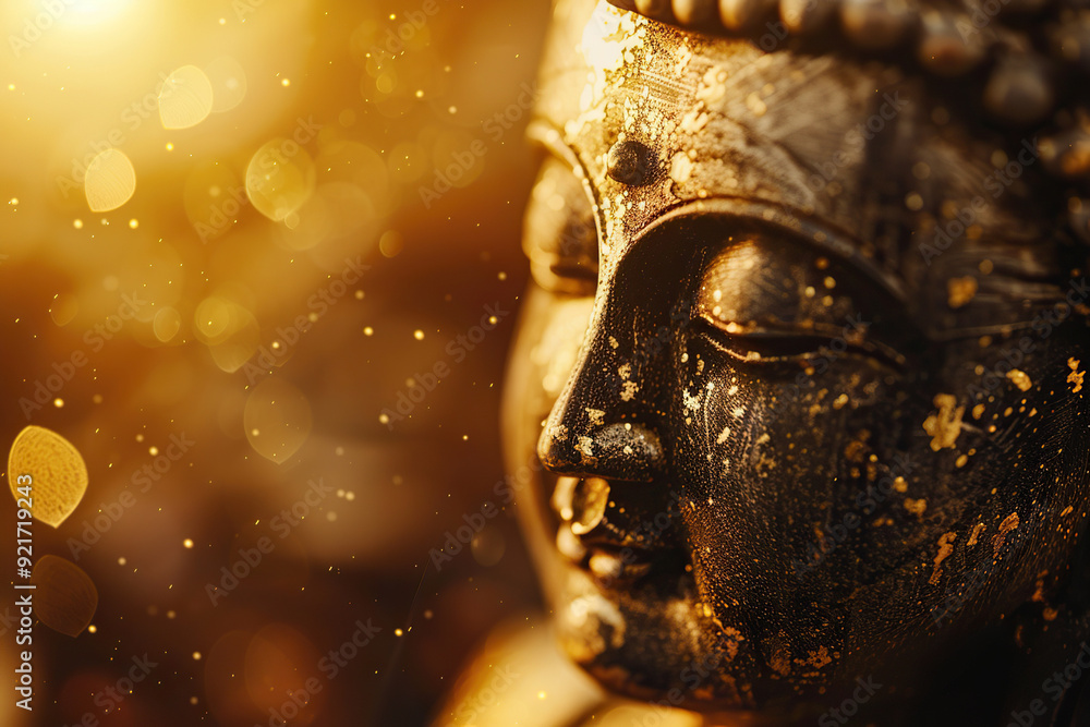 Obraz premium Beautiful greeting card with ancient statue great Buddha to bright holiday composition