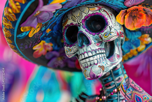 Beautiful greeting card with bright holiday composition for happy to joy celebrate dia de muertos