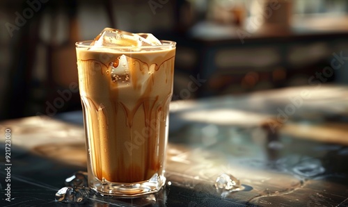 Fresh ice coffee drink with the sensation coffee and ice make it fresh and delicious Generate AI
