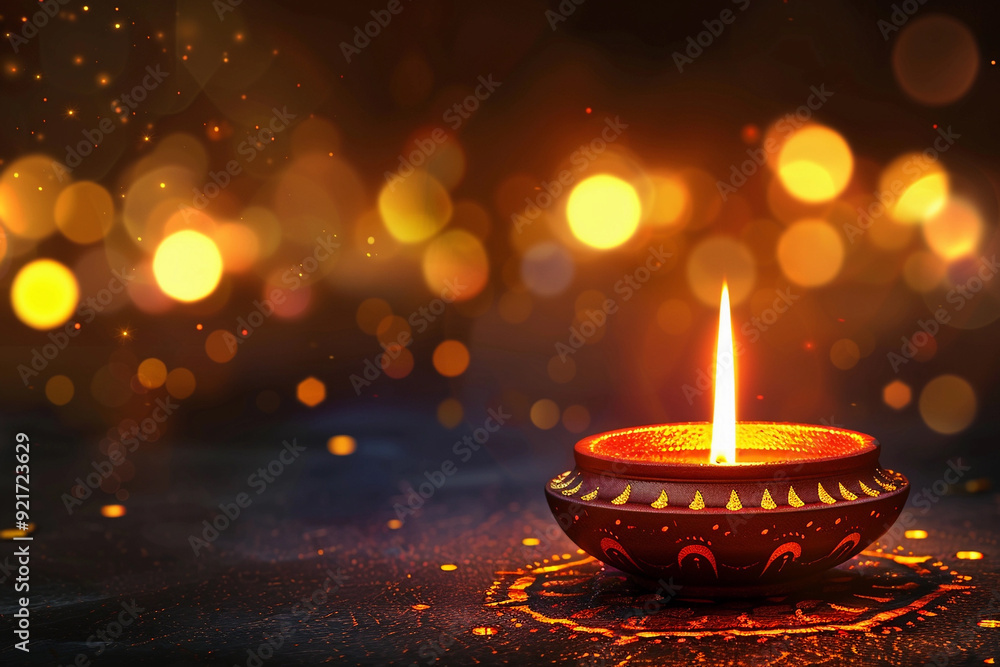 Beautiful greeting card with bright holiday composition for happy and celebrate Diwali Beautiful greeting card with bright holiday composition for happy and celebrate Diwali
