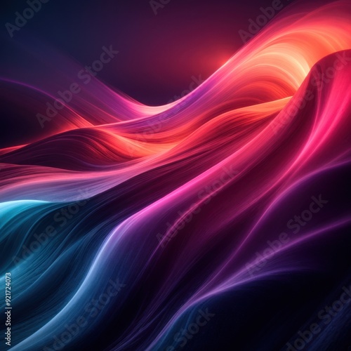 Colorful waves shimmer brightly against a dark, dynamic backdrop 