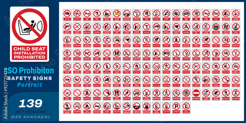 139 set iso prohibition safety signs v71 size a4/a3/a2/a1	
