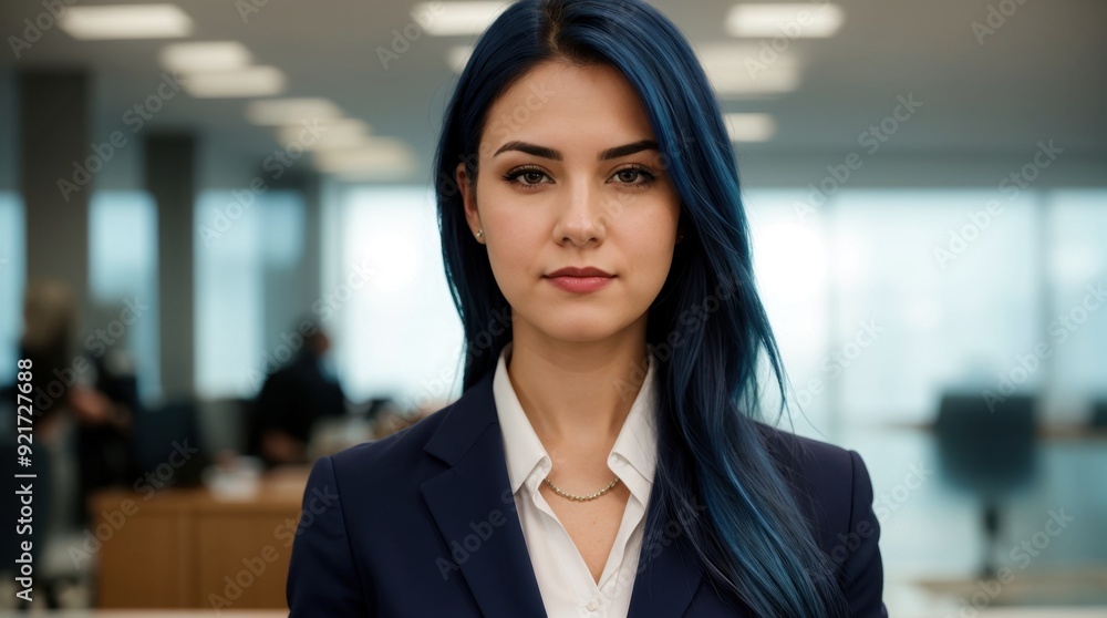 Confident corporate professional woman in stylish office attire strikes a pose in professional setting Confident corporate professional woman in stylish office attire strikes a pose in professional setting