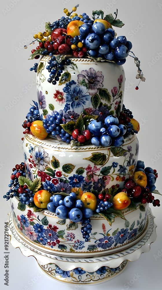 fruit cake with decorative glazing and blueberries fruit cake with decorative glazing and blueberries