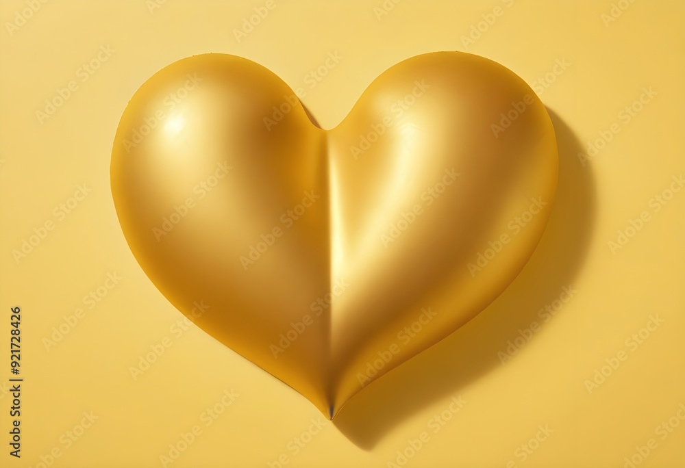 A large gold heart shape against a matching yellow background A large gold heart shape against a matching yellow background