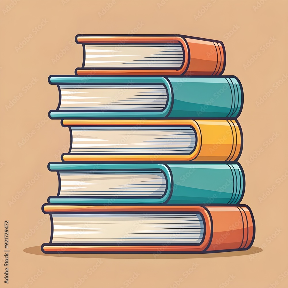Flat Design Hand-Drawn Vector Stack of Books Illustration Flat Design Hand-Drawn Vector Stack of Books Illustration