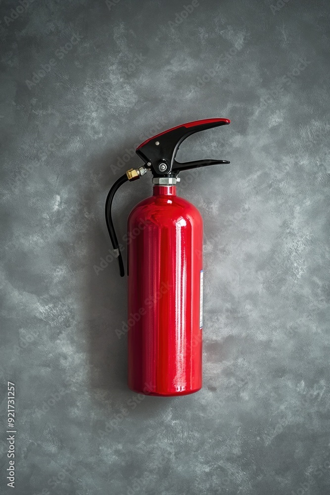 Obraz premium Red Fire Extinguisher Gray Background
