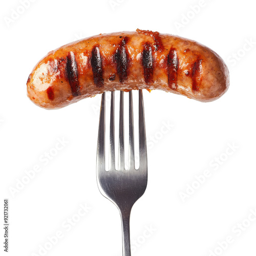 Grilled sausages on fork