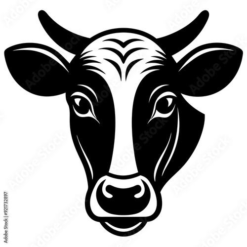 Cow head icon silhouette vector art illustration