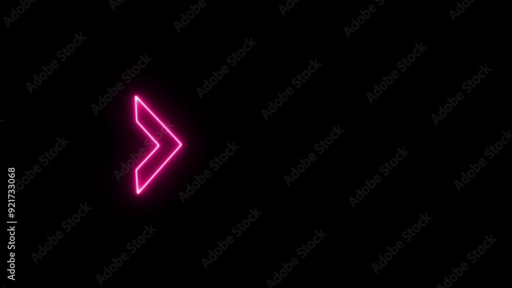 Neon glowing swipe right arrow animation.animation on black background.Arrow direction sign animation. Neon glowing swipe right arrow animation.animation on black background.Arrow direction sign animation.