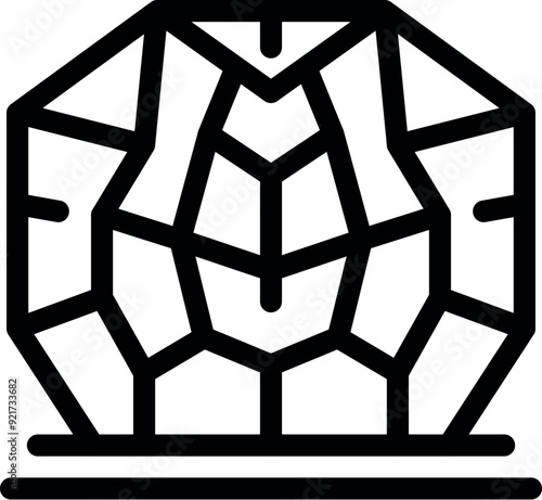 Big geodesic dome standing on ground, line art icon for apps and websites