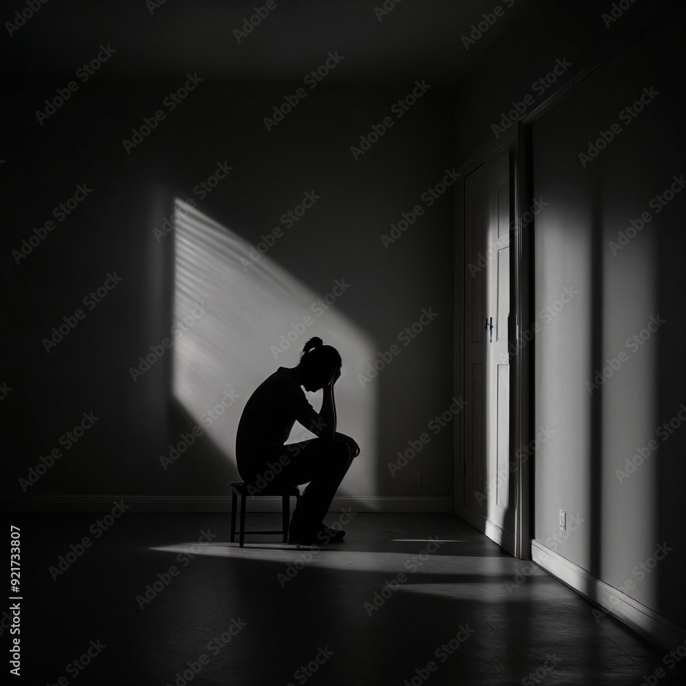 silhouette of a person in a room silhouette of a person in a room