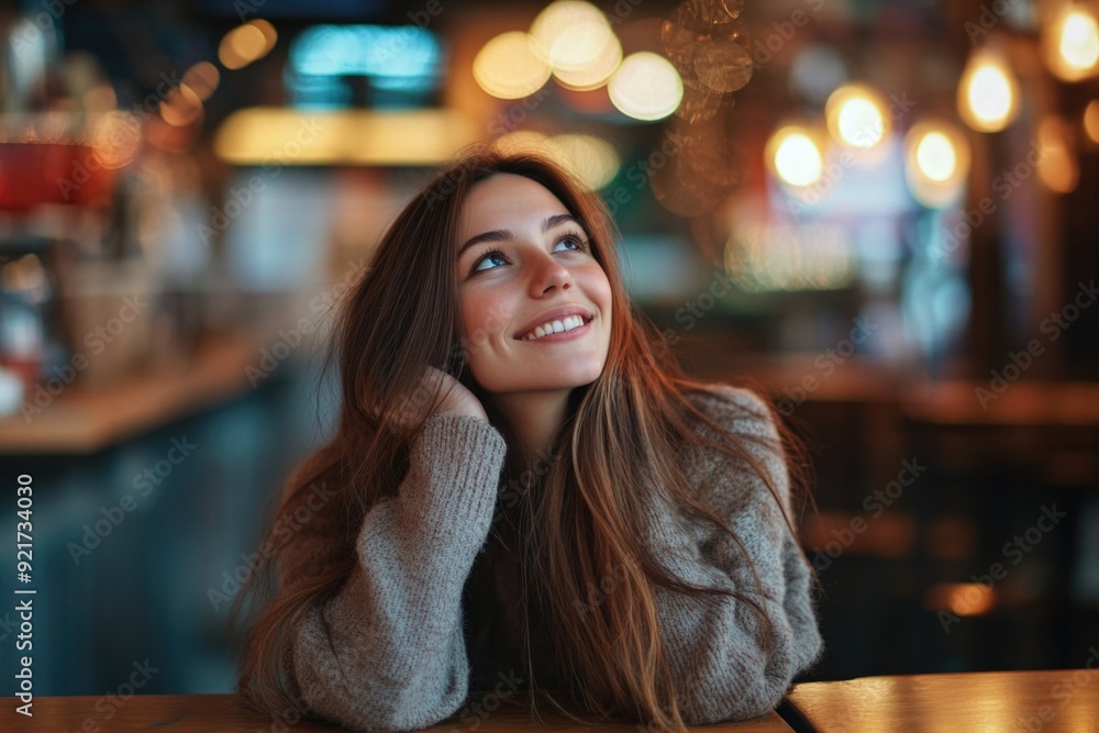 Woman Sitting at Restaurant Table Woman Sitting at Restaurant Table
