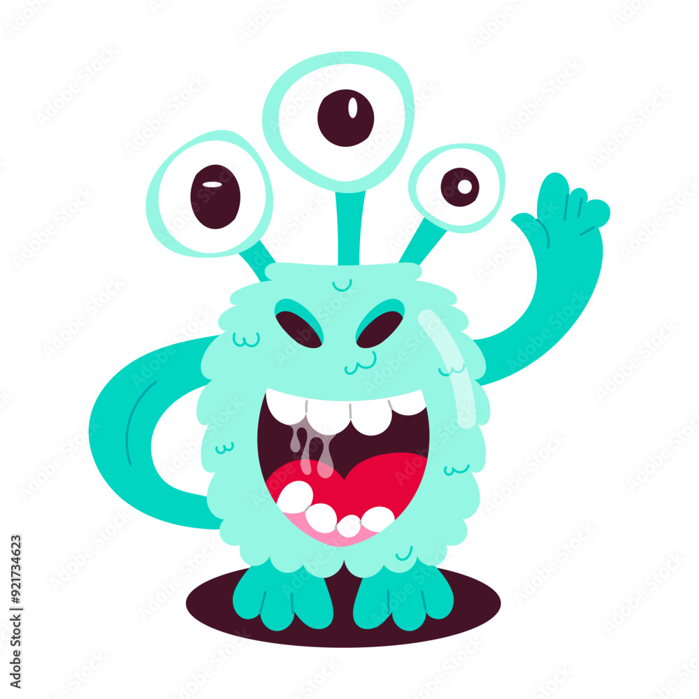 Fototapeta premium Monster laugh sticker designed in flat style 