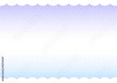 背景　水玉とグラデーション　雲の枠　紫と青